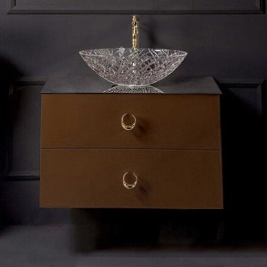 Тумба с раковиной Armadi Art NeoArt 80 шоколад с ручками Drop золото