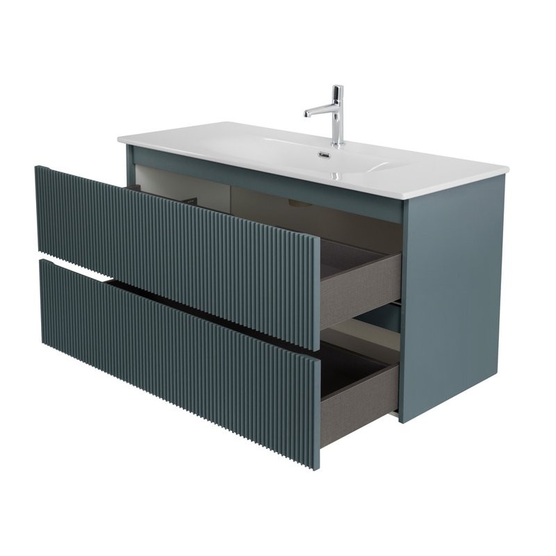 Тумба с раковиной BelBagno Uno 120 подвесная, 2 ящика, матовая голубая