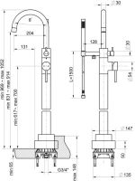 Напольный смеситель для ванны с душем Paini Cox 78CR136LM