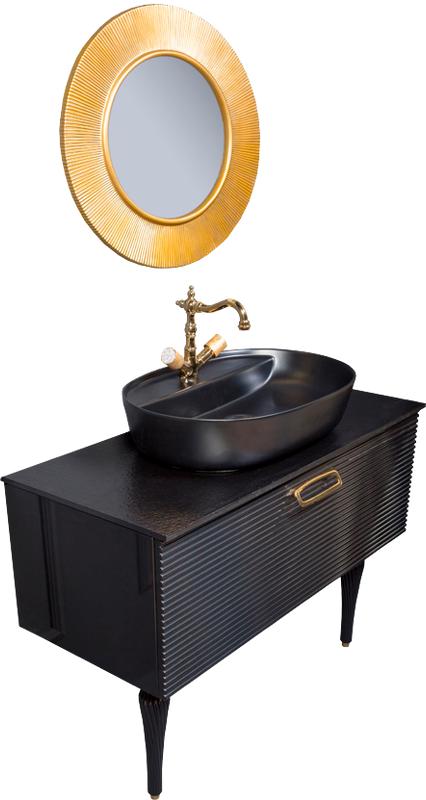 Мебель для ванной комнаты Armadi Art Vallessi Avangarde Linea 100 черная, с накладной раковиной