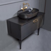 Мебель для ванной комнаты Armadi Art Vallessi Avangarde Linea 100 черная, с накладной раковиной