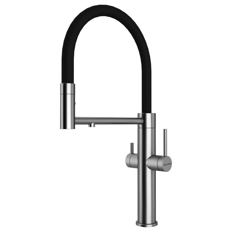 Смеситель для кухни Paulmark Nexus Ne213999-BS с гибким изливом, брашированная сталь
