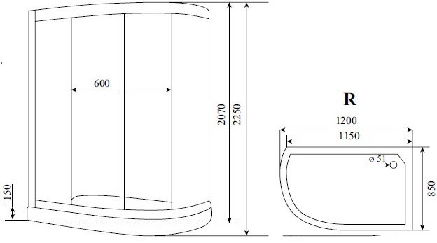 Душевая кабина Timo Lux T-7702 R с сиденьем