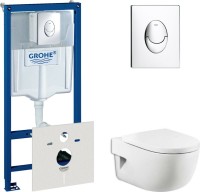 Комплект Унитаз подвесной Roca Meridian + Крышка + Инсталляция Grohe Rapid SL 38750001 4 в 1 с кнопкой смыва