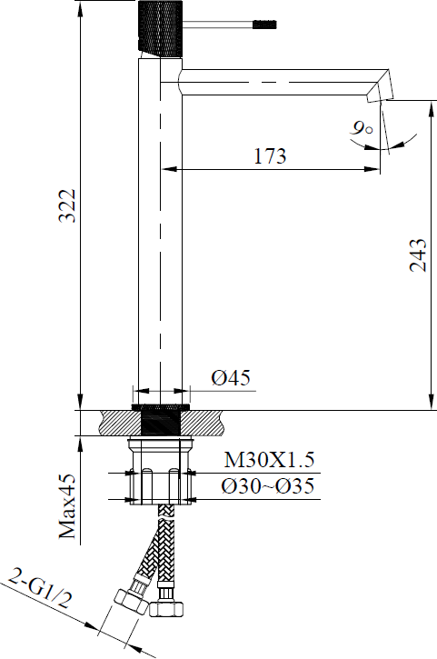 Смеситель для раковины AltroBagno Интенто 010234BG матовое золото