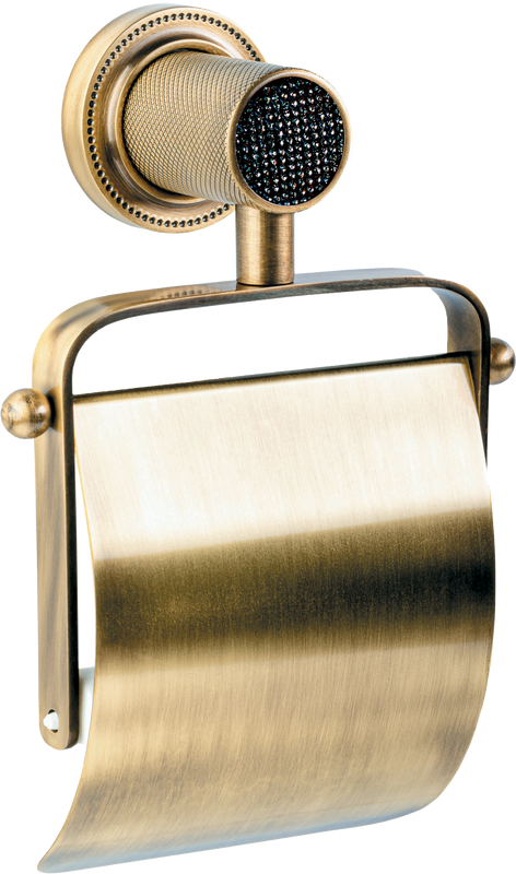 Держатель туалетной бумаги Boheme Royal Cristal Black Br с крышкой, бронза