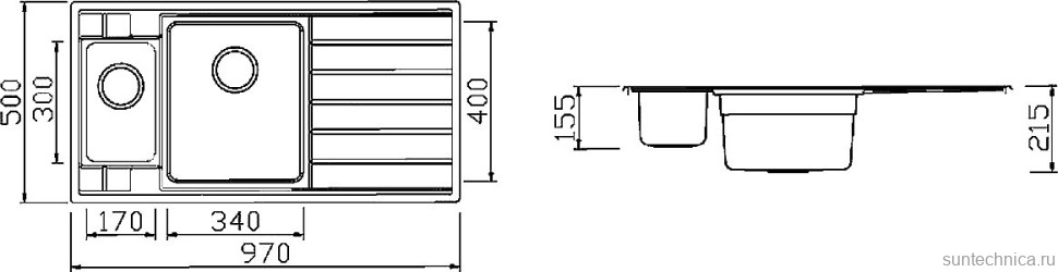Мойка кухонная Seaman Eco Roma SMR-9750B2 без отверстий