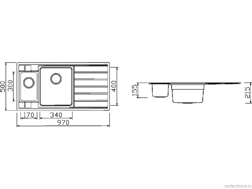 Мойка кухонная Seaman Eco Roma SMR-9750B2 без отверстий