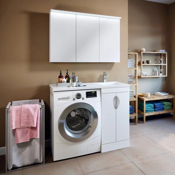 Мебель для ванной комнаты Runo Лира 45, L, под стиральную машину, раковина лайт