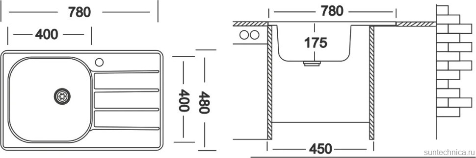 Мойка кухонная Domaci Равенна Rand DGR 780*480 (6) L2TG L
