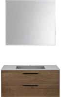 Мебель для ванной комнаты Vincea Chiara 2D 100, 2 ящика, дуб табак, с серой раковиной