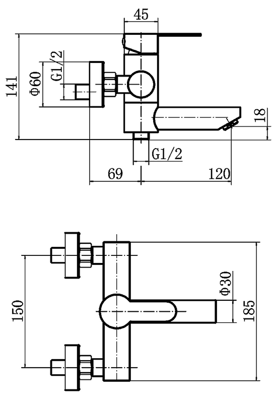 Смеситель для ванны с душем Fashun A53001-8 белый