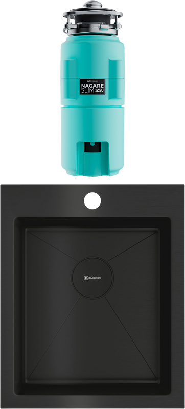 Комплект Мойка Omoikiri Akisame 41-GB графит + Измельчитель Nagare slim 1250-AZ azur blue