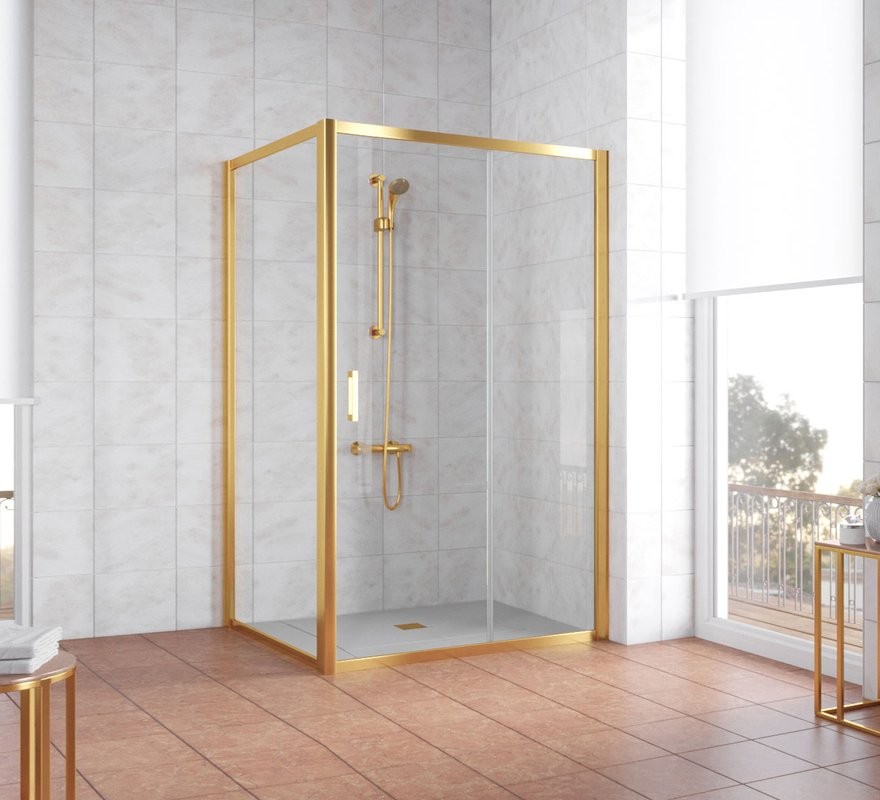 Душевой уголок Vegas Glass ZP+ZPV 120*100 09 01 профиль золото, стекло прозрачное
