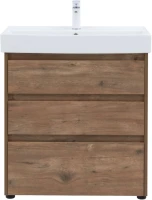 Тумба с раковиной Aquanet Nova Lite 75 напольная, дуб рустикальный, 3 ящика
