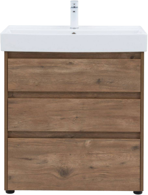 Тумба с раковиной Aquanet Nova Lite 75 напольная, дуб рустикальный, 3 ящика
