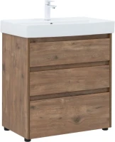 Тумба с раковиной Aquanet Nova Lite 75 напольная, дуб рустикальный, 3 ящика