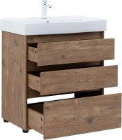 Тумба с раковиной Aquanet Nova Lite 75 напольная, дуб рустикальный, 3 ящика