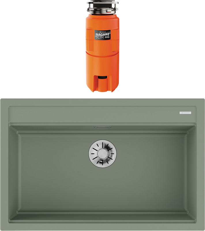 Комплект Мойка Omoikiri Kitagawa 79-LB-WG wind green + Измельчитель Nagare slim 500