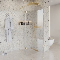 Душевая перегородка Niagara Nova NG-642-11 GOLD 110x195 профиль золото, стекло прозрачное