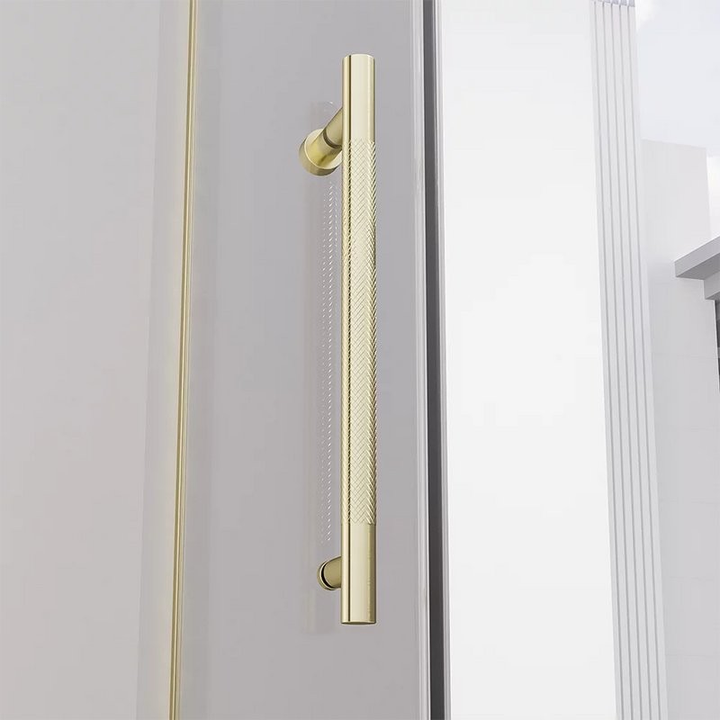 Душевая дверь в нишу Veconi Premium Alassio G 140x200, профиль брашированное золото, стекло прозрачное