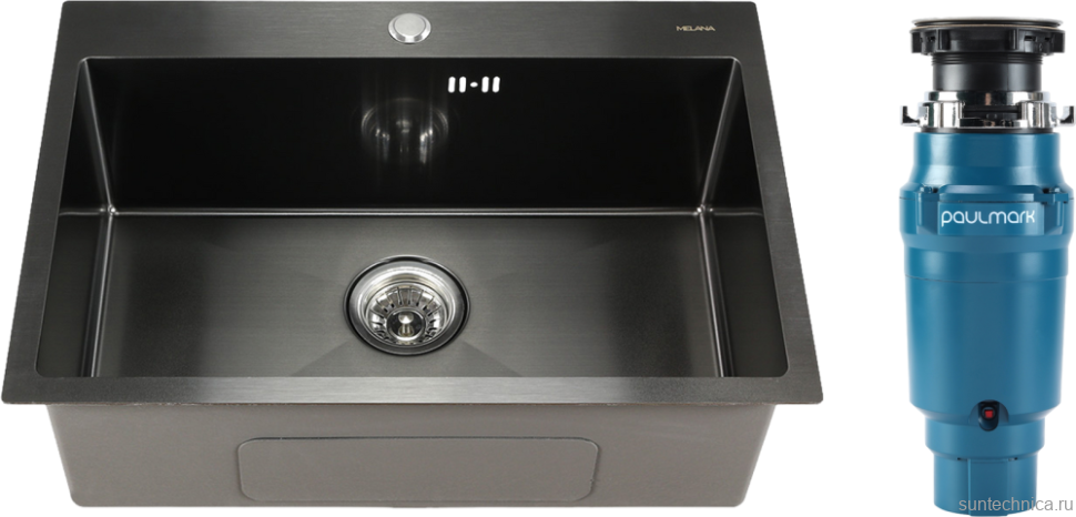 Комплект Мойка Melana D6545HB графит + Измельчитель Paulmark Intenso