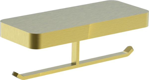 Держатель туалетной бумаги Wonzon & Woghand WW-8356-BG брашированное золото, с полкой