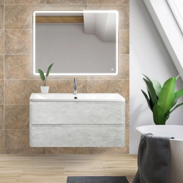 Мебель для ванной комнаты BelBagno Albano 100 подвесная, cemento verona grigio