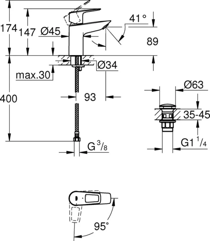 Смеситель для раковины Grohe BauLoop 23883001 хром