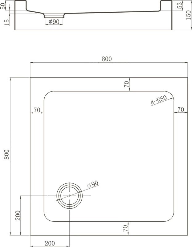 Поддон для душа Veconi Tezeo acrylic TZ-52B 80x80, черный