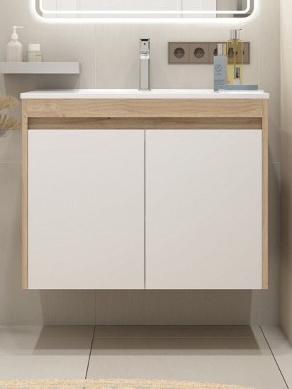 Тумба с раковиной Teymi Netta 80 дуб, белая