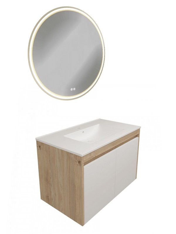 Тумба с раковиной Teymi Netta 80 дуб, белая