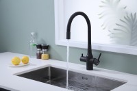 Смеситель для кухни Paulmark Salix 213419-401, антрацит, черный, с гибким изливом