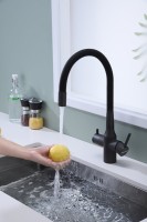 Смеситель для кухни Paulmark Salix 213419-401, антрацит, черный, с гибким изливом