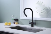 Смеситель для кухни Paulmark Salix 213419-401, антрацит, черный, с гибким изливом