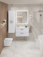 Тумба с раковиной BelBagno Due 80 ручки матовый атласный никель, белый металлик