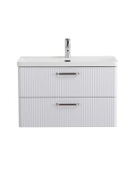 Тумба с раковиной BelBagno Due 80 ручки матовый атласный никель, белый металлик