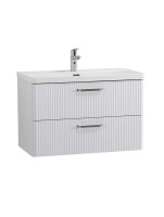 Тумба с раковиной BelBagno Due 80 ручки матовый атласный никель, белый металлик