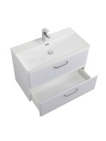 Тумба с раковиной BelBagno Due 80 ручки матовый атласный никель, белый металлик