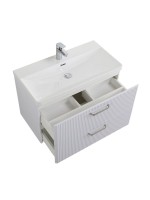 Тумба с раковиной BelBagno Due 80 ручки матовый атласный никель, белый металлик