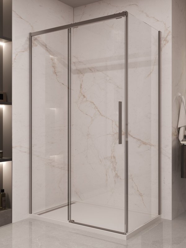 Душевой уголок Vincea Stella VSR-1ST1015CLGM 150x100 см, профиль вороненая сталь, стекло прозрачное