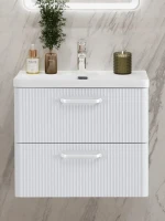 Тумба с раковиной BelBagno Due 60 ручки белые, белый металлик