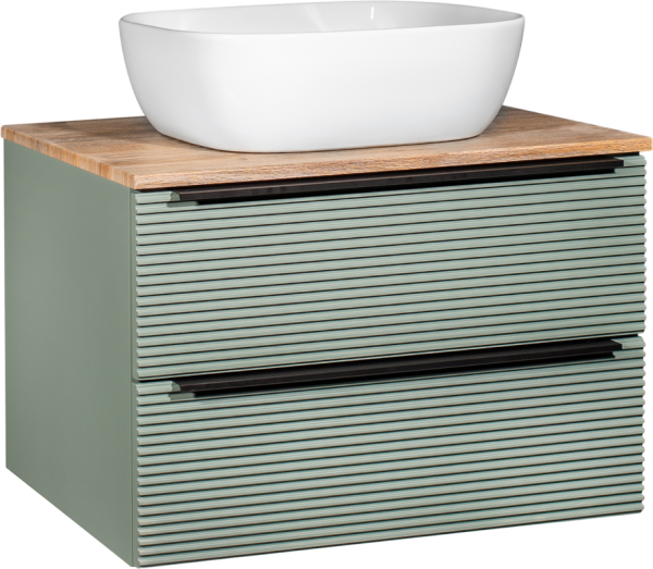 Тумба с раковиной Runo Орлеан 70 зеленая, дуб натуральный, раковина Bella 40