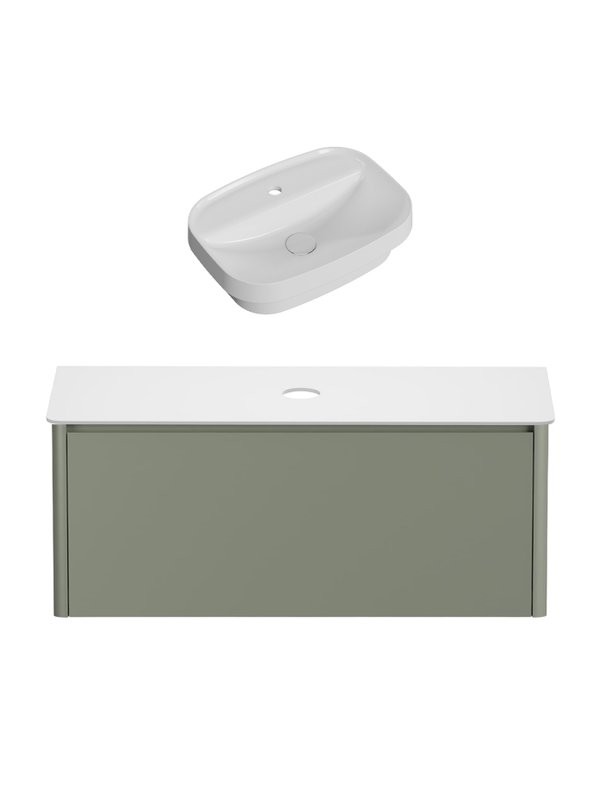 Тумба под раковину без столешницы Allen Brau Gravity 120 1 ящик, матовая олива
