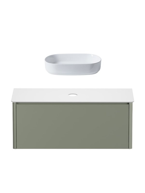 Тумба под раковину без столешницы Allen Brau Gravity 120 1 ящик, матовая олива