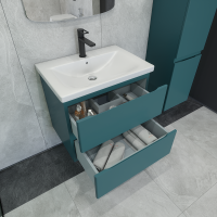 Тумба с раковиной Caprigo Forte 65 подвесная, изумрудно-бирюзовая