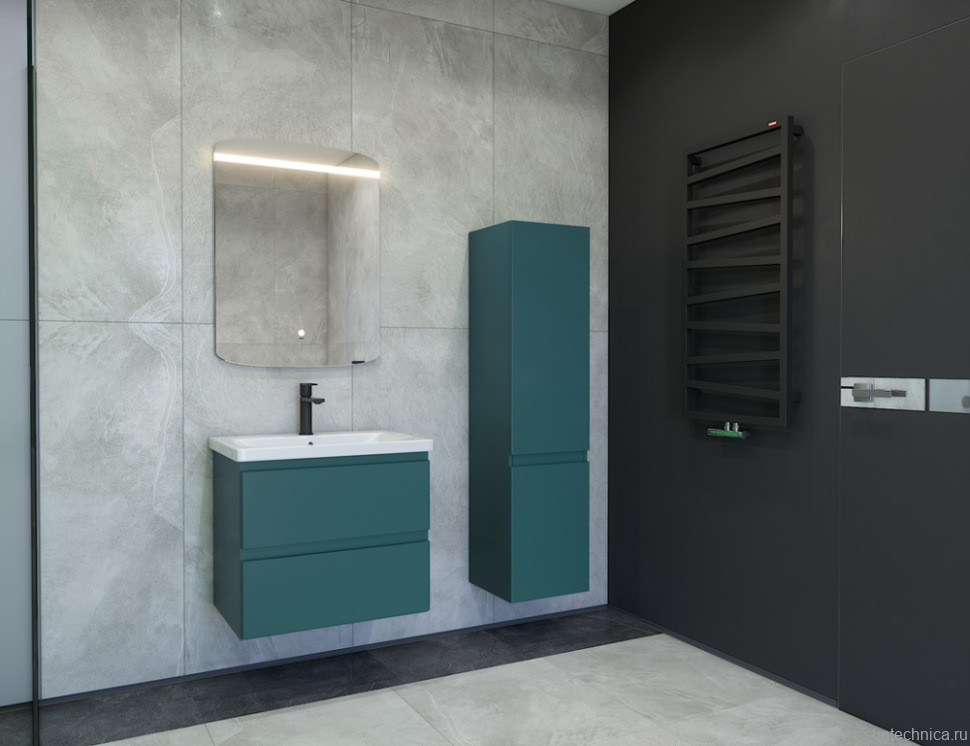 Тумба с раковиной Caprigo Forte 65 подвесная, изумрудно-бирюзовая