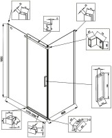 Душевой уголок Veconi Rovigo RV-070GR 120x80, брашированный графит
