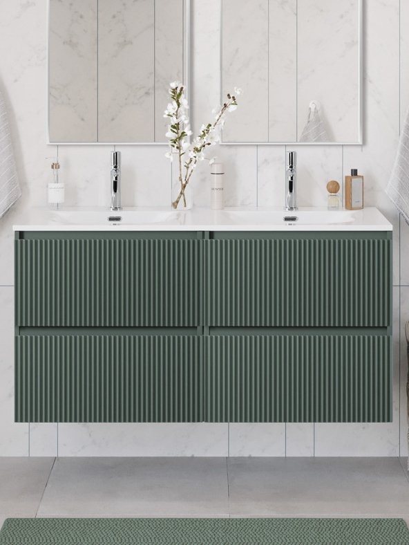 Тумба с раковиной BelBagno Uno 120 подвесная, 4 ящика, матовая еловая, раковина CZR-8073-120-2