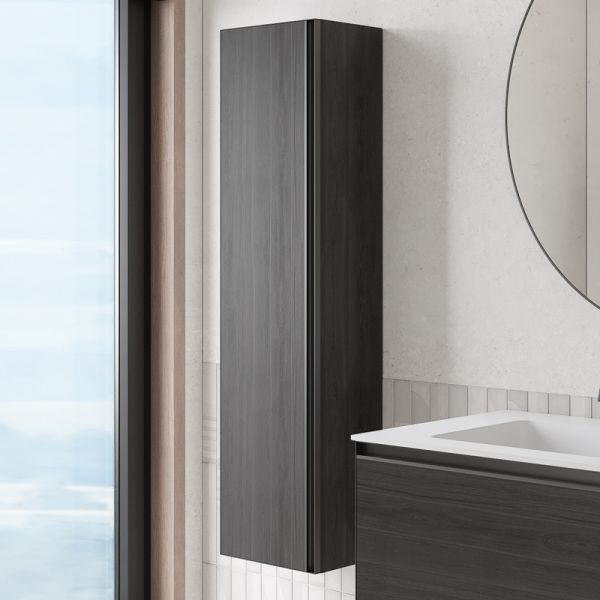 Шкаф-пенал для ванной Armadi Art Quatro oak anthracite, профиль anthracite